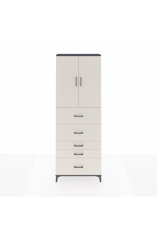 Arges Dolap 3 Raflı 5 Çekmeceli 2 Kapaklı 88 x 30 x 243 Antrasit-Aytaşı