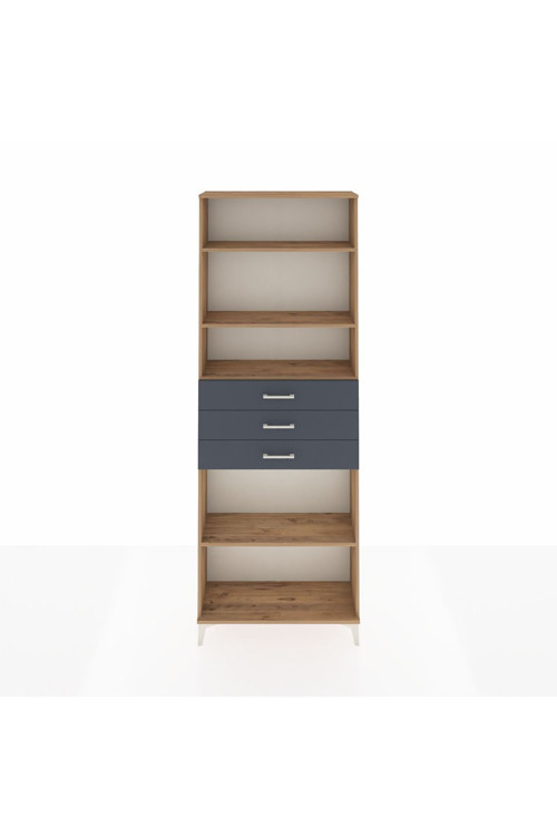 Arges Dolap 4 Raflı 3 Çekmeceli 88 x 30 x 243 Çam-Antrasit