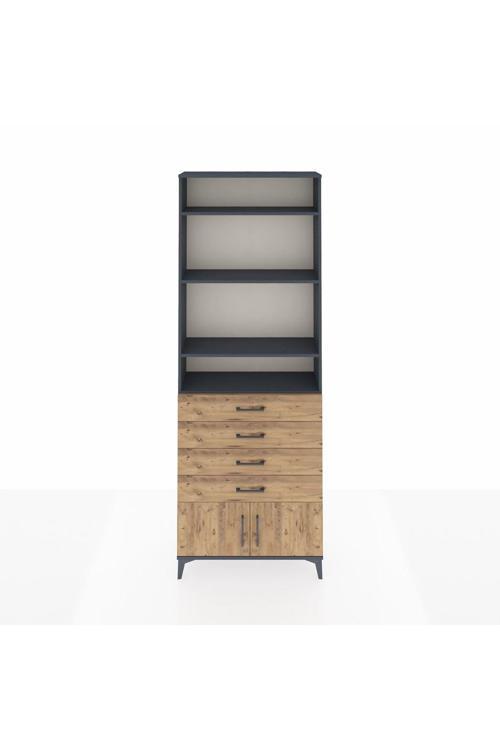 Arges Dolap 4 Raflı 4 Çekmeceli 2 Kapaklı 88 x 30 x 243 Antrasit-Çam