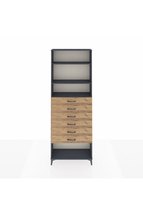 Arges Dolap 3 Raflı 6 Çekmeceli 88 x 30 x 243 Antrasit-Çam