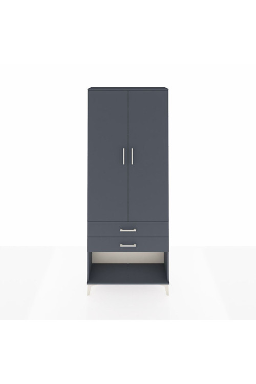 Arges Dolap 2 Raflı 2 Çekmeceli Tek Askılı 88 x 30 x 221 Antrasit-Antrasit