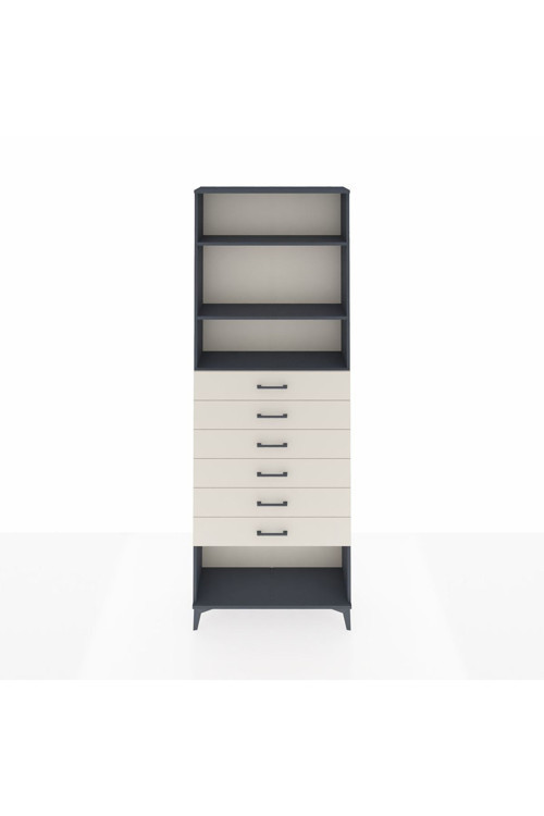 Arges Dolap 3 Raflı 6 Çekmeceli 88 x 30 x 243 Antrasit-Aytaşı