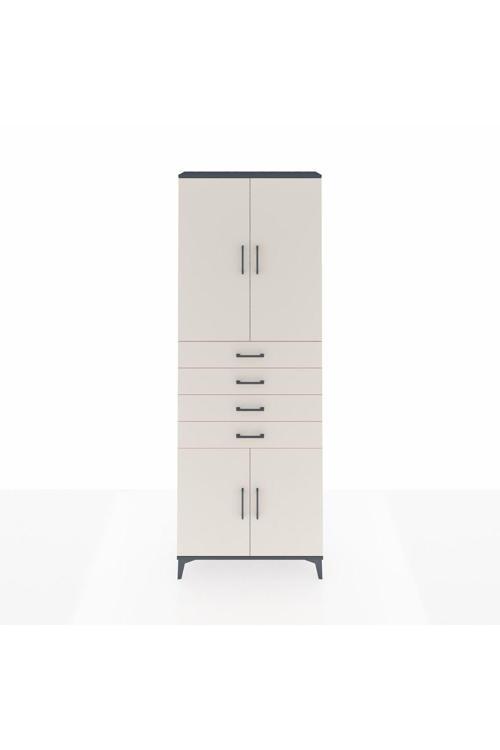 Arges Dolap 3 Raflı 4 Çekmeceli 4 Kapaklı 88 x 30 x 243 Antrasit-Aytaşı