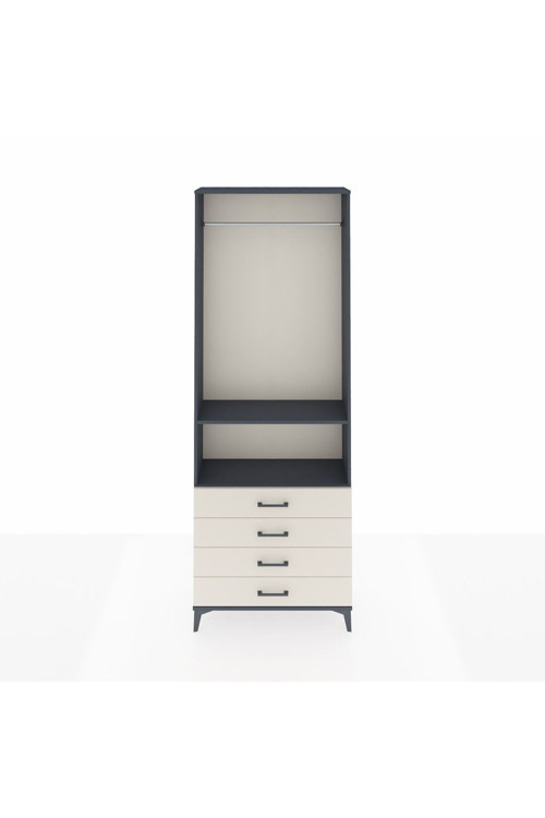 Arges Dolap 2 Raflı 4 Çekmeceli Tek Askılı 88 x 30 x 243 Antrasit-Aytaşı