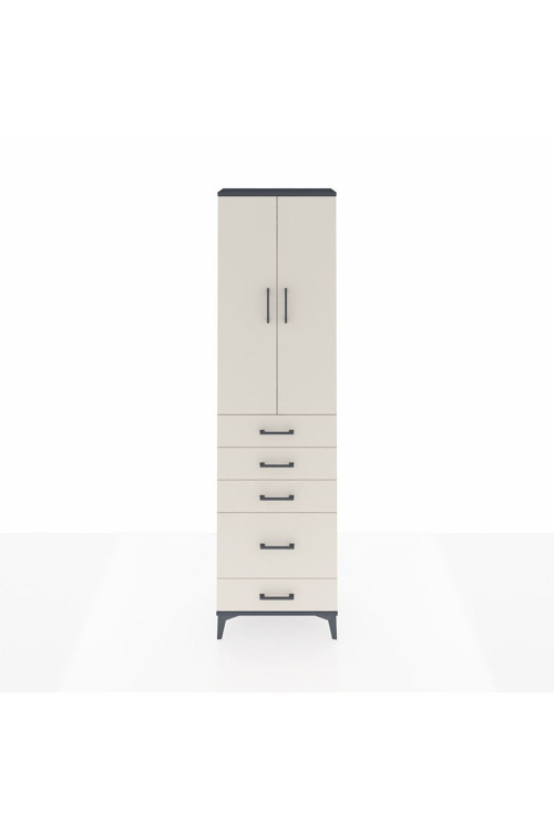 Arges Dolap 2 Raflı 5 Çekmeceli 1 Askılı 60 x 30 x 221 cm Antrasit - Aytaşı
