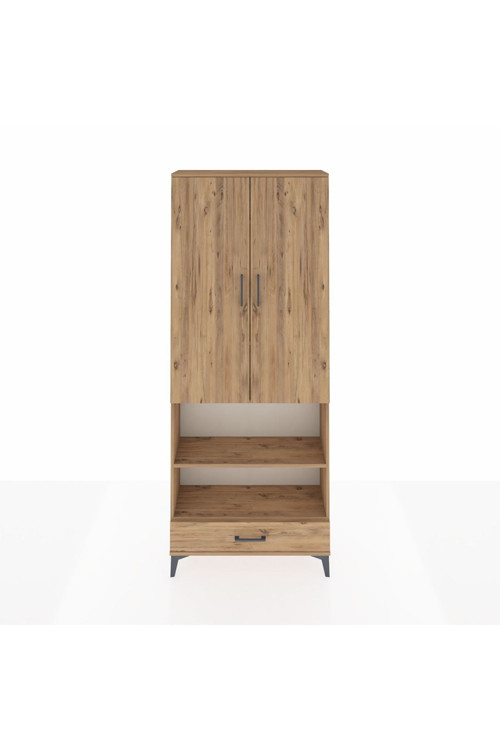 Arges Dolap 5 Raflı 1 Çekmeceli 2 Kapaklı 88 x 30 x 221 cm Çam - Çam