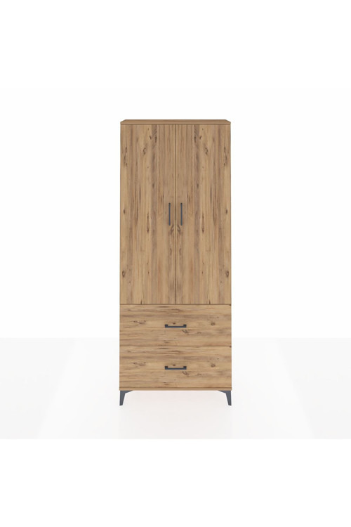 Arges Dolap 3 Raflı 2 Çekmeceli 2 Kapaklı 88 x 30 x 221 cm Çam - Çam