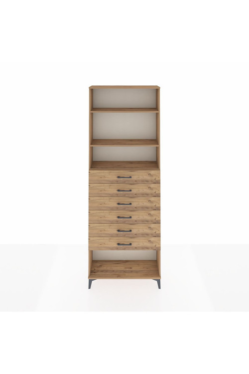 Arges Dolap 3 Raflı 6 Çekmeceli 88 x 30 x 243 Çam-Çam