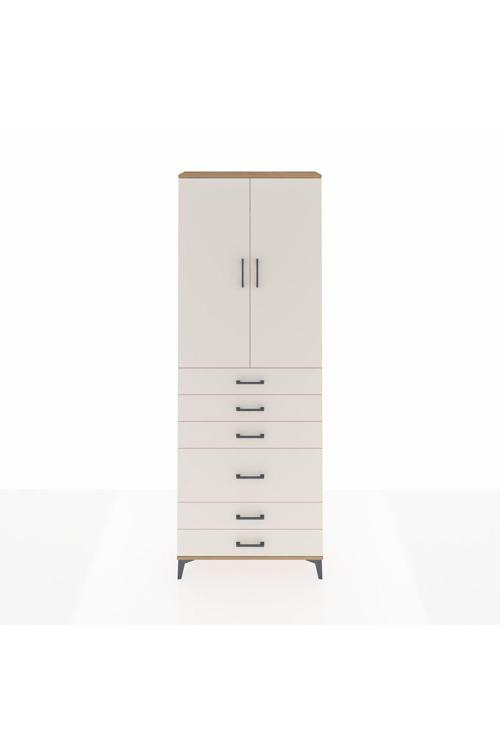 Arges Dolap 3 Raflı 6 Çekmeceli 2 Kapaklı 88 x 30 x 243 Çam-Aytaşı