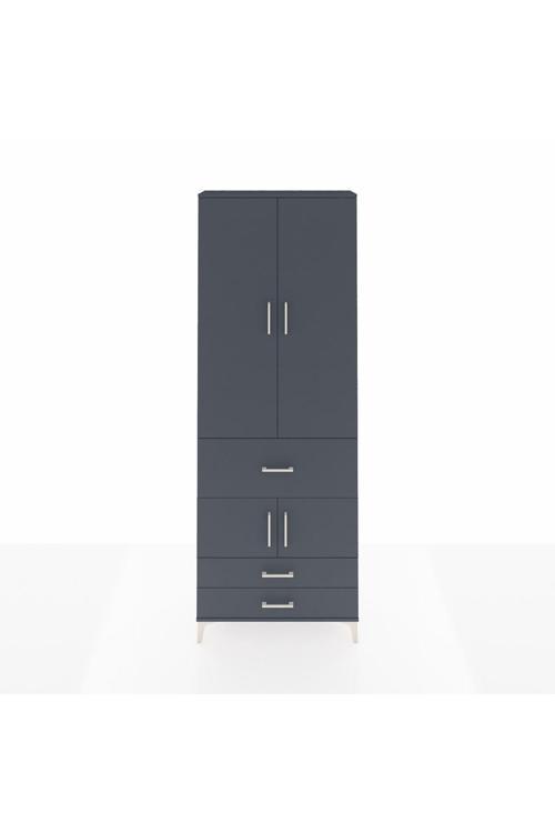 Arges Dolap 5 Raflı 3 Çekmeceli 4 Kapaklı 88 x 30 x 243 cm Antrasit - Antrasit