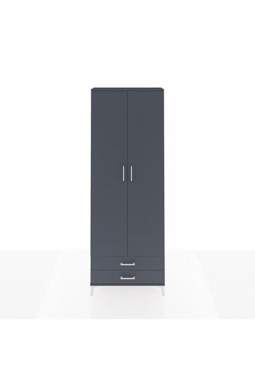 Arges Dolap 2 Raflı 2 Çekmeceli Tek Askılı 88 x 30 x 243 Antrasit-Antrasit