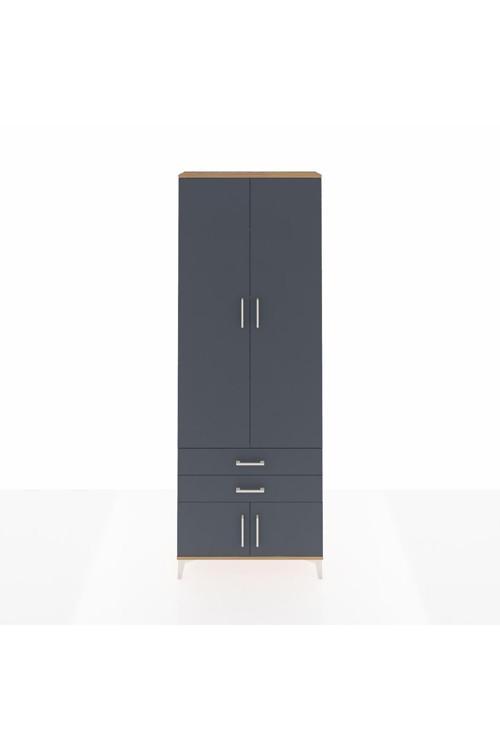 Arges Dolap 4 Raflı 2 Çekmeceli 4 Kapaklı 88 x 30 x 243 Çam-Antrasit