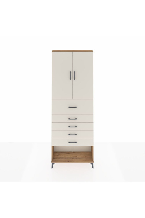 Arges Dolap 3 Raflı 5 Çekmeceli 2 Kapaklı 88 x 30 x 243 Çam-Aytaşı