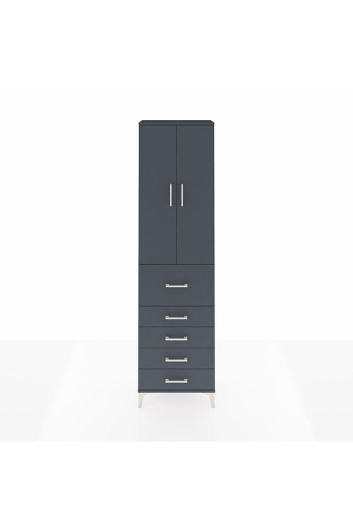 Arges Dolap 3 Raflı 5 Çekmeceli 2 Kapaklı 60 x 30 x 221 cm Antrasit - Antrasit