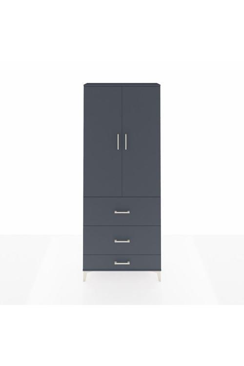 Arges Dolap 2 Raflı 3 Çekmeceli 1 Askılı 88 x 30 x 221 cm Antrasit - Antrasit