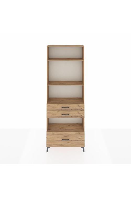 Arges Dolap 4 Raflı 3 Çekmeceli 88 x 30 x 243 cm Çam - Çam