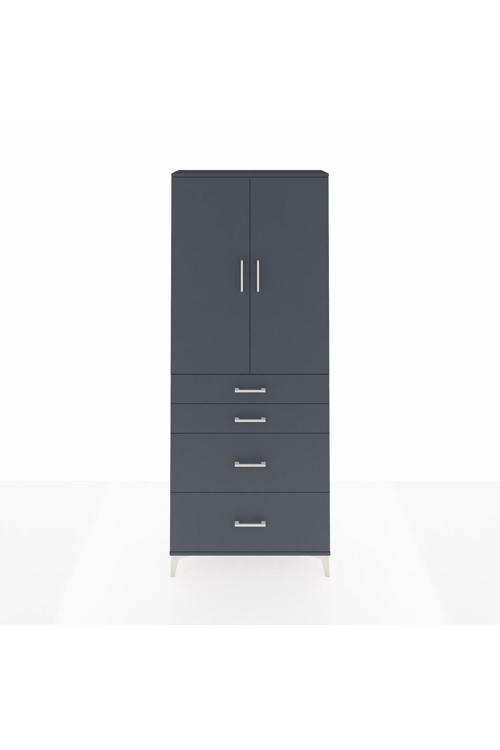 Arges Dolap 2 Raflı 4 Çekmeceli 2 Kapaklı 88 x 30 x 221 cm Antrasit - Antrasit