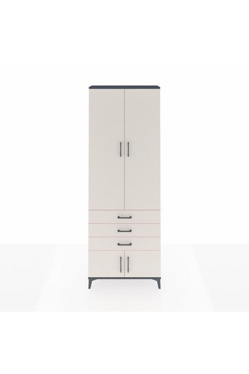 Arges Dolap 4 Raflı 3 Çekmeceli 4 Kapaklı 88 x 30 x 243 Antrasit-Aytaşı