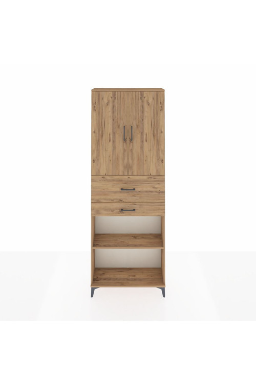 Arges Dolap 4 Raflı 2 Çekmeceli 2 Kapaklı 88 x 30 x 243 Çam-Çam