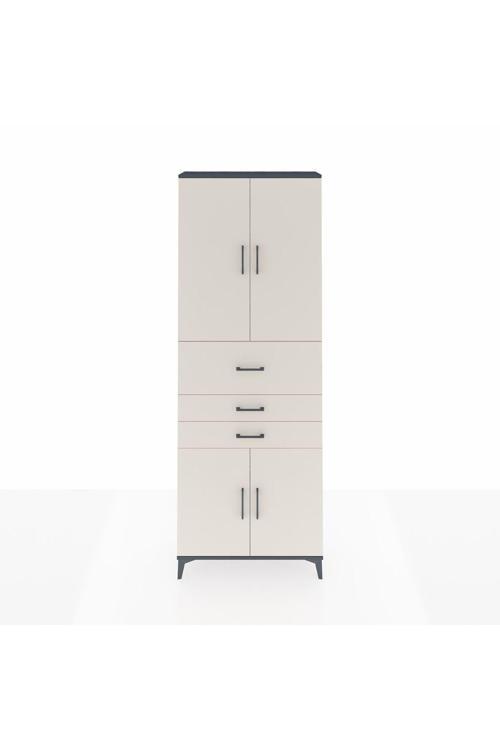 Arges Dolap 4 Raflı 3 Çekmeceli 4 Kapaklı 88 x 30 x 243 Antrasit-Aytaşı