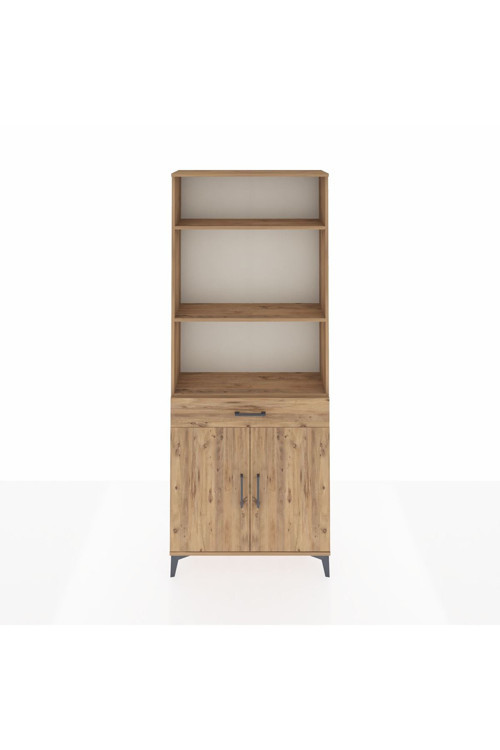 Arges Dolap 4 Raflı Tek Çekmeceli 2 Kapaklı 88 x 30 x 221 Çam-Çam