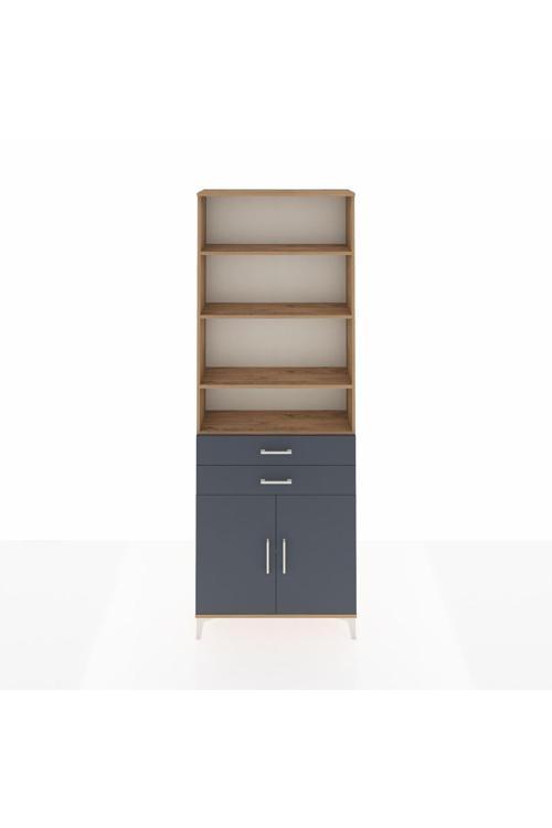 Arges Dolap 5 Raflı 2 Çekmeceli 2 Kapaklı 88 x 30 x 243 Çam-Antrasit