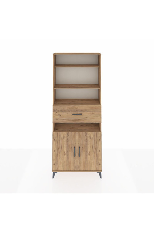 Arges Dolap 5 Raflı Tek Çekmeceli 2 Kapaklı 88 x 30 x 221 Çam-Çam