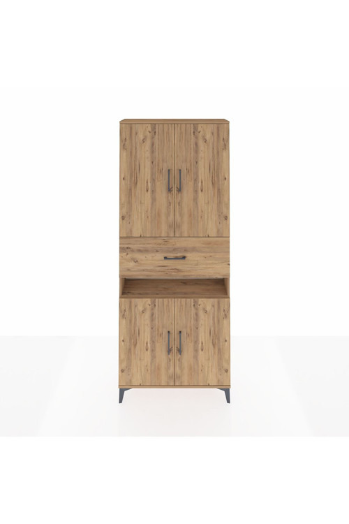 Arges Dolap 5 Raflı 1 Çekmeceli 4 Kapaklı 88 x 30 x 221 cm Çam - Çam