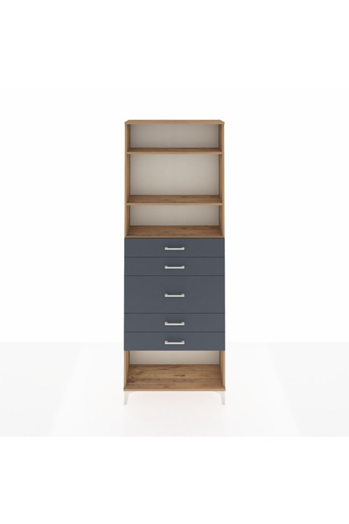 Arges Dolap 3 Raflı 5 Çekmeceli 88 x 30 x 243 cm Çam - Antrasit