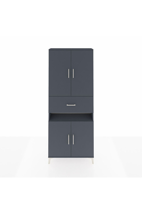 Arges Dolap 5 Raflı 1 Çekmeceli 4 Kapaklı 88 x 30 x 221 cm Antrasit - Antrasit