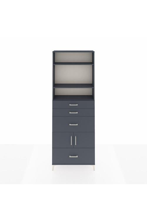 Arges Dolap 4 Raflı 4 Çekmeceli 2 Kapaklı 88 x 30 x 243 Antrasit-Antrasit