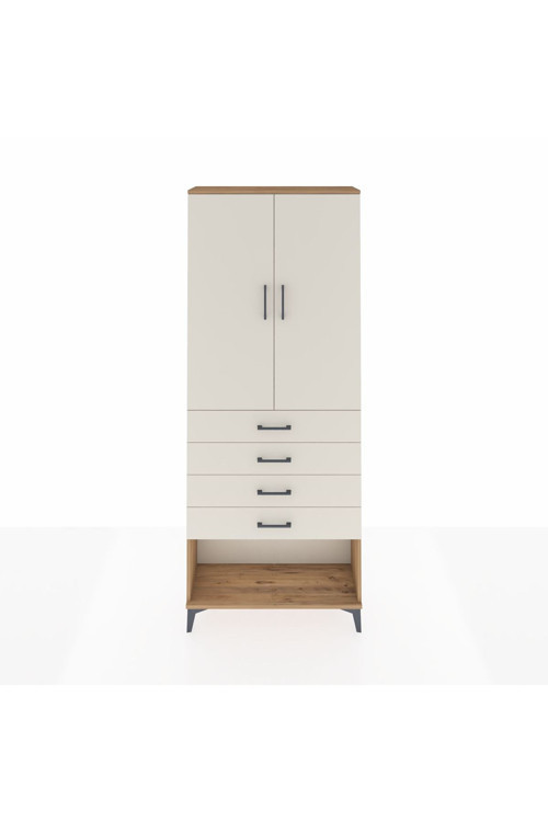 Arges Dolap 3 Raflı 4 Çekmeceli 2 Kapaklı 88 x 30 x 221 cm Çam - Aytaşı