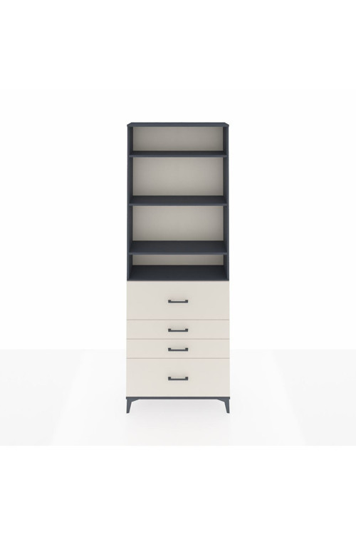 Arges Dolap 4 Raflı 4 Çekmeceli 88 x 30 x 243 cm Antrasit - Aytaşı