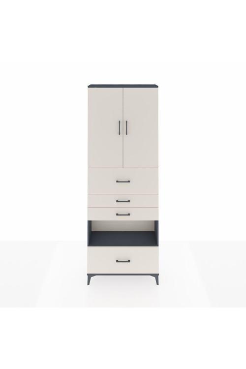 Arges Dolap 4 Raflı 4 Çekmeceli 2 Kapaklı 88 x 30 x 243 Antrasit-Aytaşı