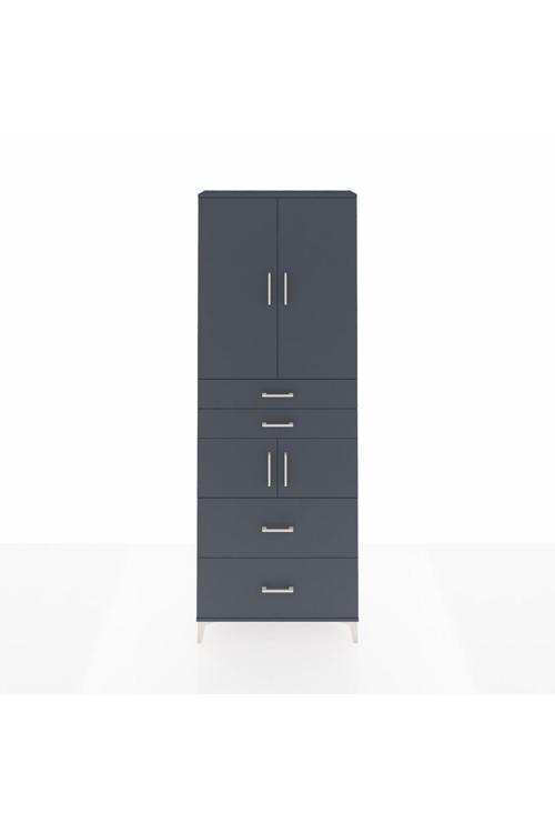 Arges Dolap 4 Raflı 4 Çekmeceli 4 Kapaklı 88 x 30 x 243 Antrasit-Antrasit