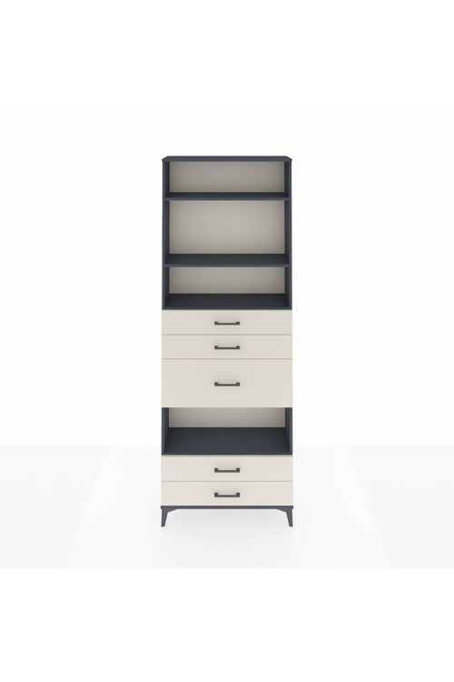 Arges Dolap 4 Raflı 5 Çekmeceli 88 x 30 x 243 Antrasit-Aytaşı