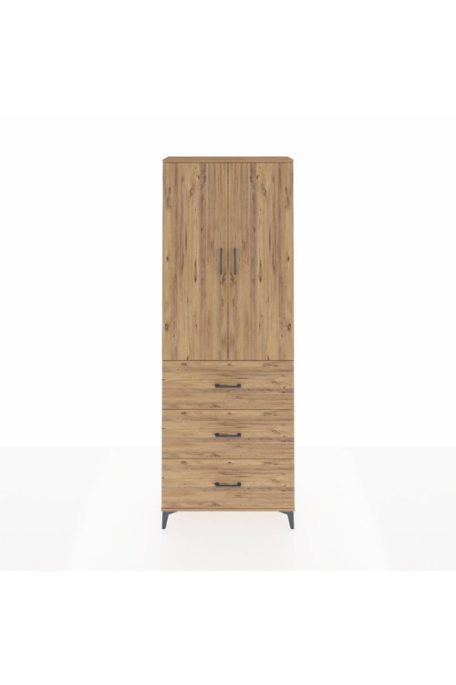 Arges Dolap 4 Raflı 3 Çekmeceli 2 Kapaklı 88 x 30 x 243 Çam-Çam