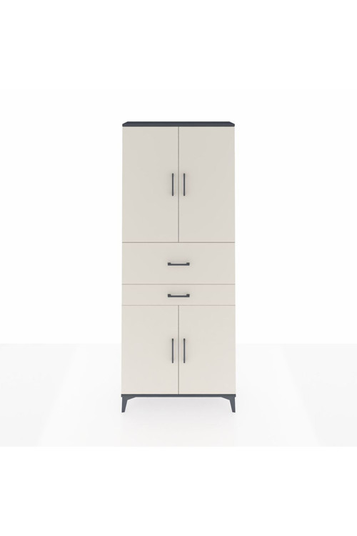 Arges Dolap 4 Raflı 2 Çekmeceli 4 Kapaklı 88 x 30 x 221 cm Antrasit - Aytaşı