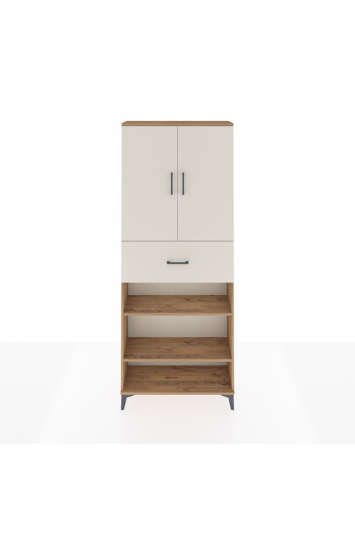 Arges Dolap 5 Raflı Tek Çekmeceli 2 Kapaklı 88 x 30 x 221 Çam-Aytaşı