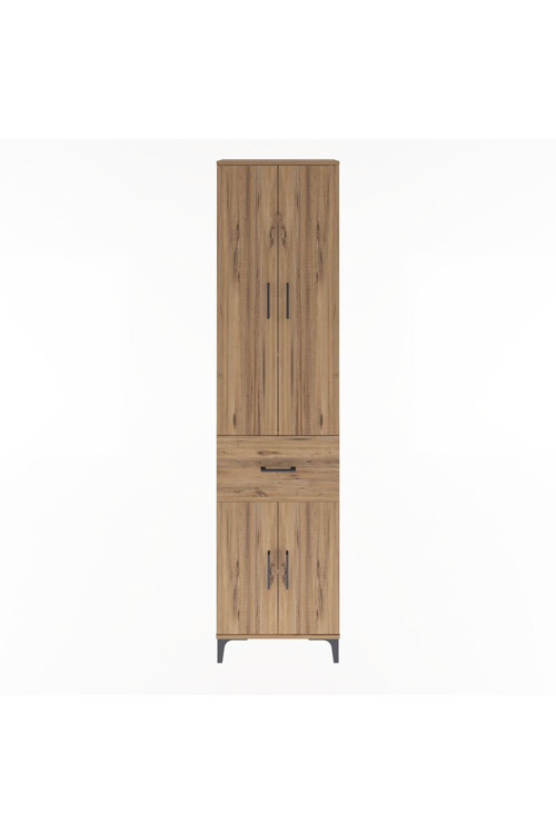 Arges Dolap 4 Raflı Tek Çekmeceli 4 Kapaklı 60 x 30 x 243 Çam-Çam
