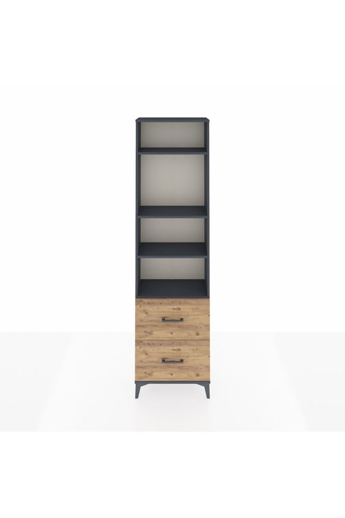 Arges Dolap 4 Raflı 2 Çekmeceli 60 x 30 x 221 cm Antrasit - Çam
