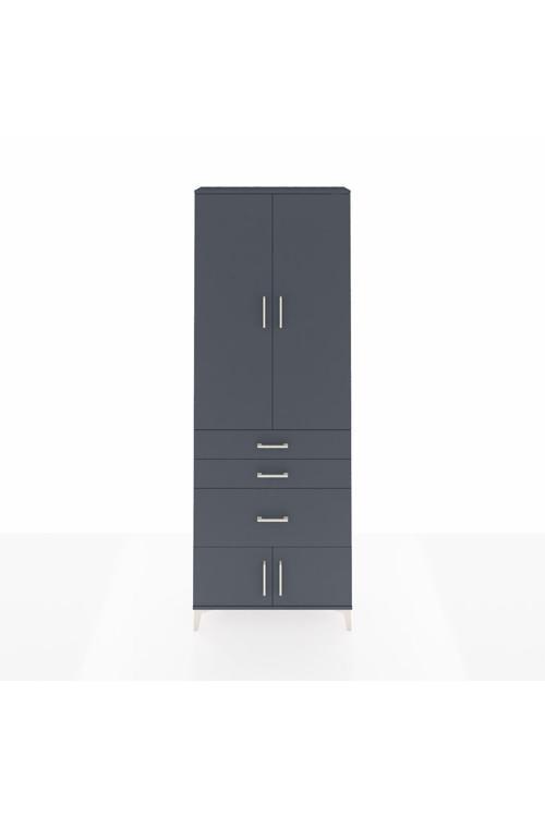 Arges Dolap 3 Raflı 3 Çekmeceli 4 Kapaklı 88 x 30 x 243 Antrasit-Antrasit