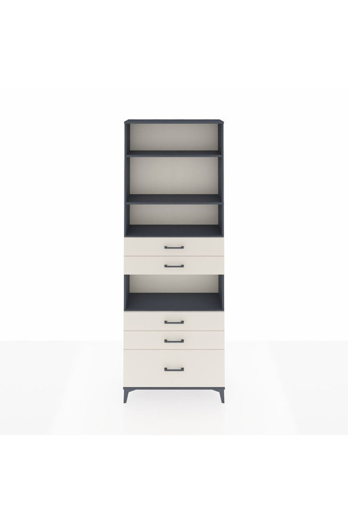 Arges Dolap 4 Raflı 5 Çekmeceli 88 x 30 x 243 cm Antrasit - Aytaşı