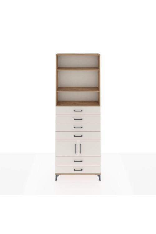 Arges Dolap 4 Raflı 6 Çekmeceli 2 Kapaklı 88 x 30 x 243 Çam-Aytaşı