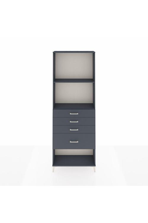 Arges Dolap 2 Raflı 4 Çekmeceli 88 x 30 x 243 cm Antrasit - Antrasit