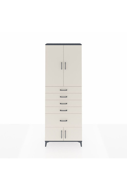 Arges Dolap 2 Raflı 5 Çekmeceli 4 Kapaklı 88 x 30 x 243 cm Antrasit - Aytaşı