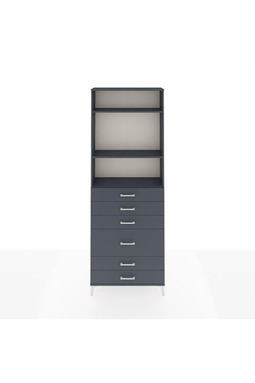 Arges Dolap 3 Raflı 6 Çekmeceli 2 Kapaklı 88 x 30 x 243 Antrasit-Antrasit