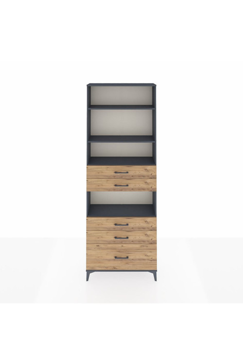 Arges Dolap 4 Raflı 5 Çekmeceli 88 x 30 x 243 Antrasit-Çam