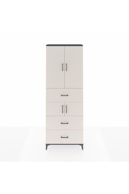 Arges Dolap 4 Raflı 3 Çekmeceli 4 Kapaklı 88 x 30 x 243 Antrasit-Aytaşı