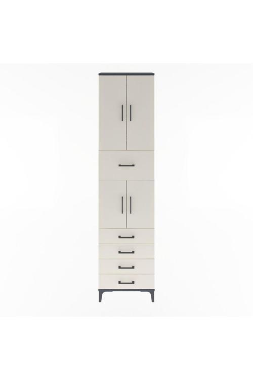 Arges Dolap 4 Raflı 5 Çekmeceli 4 Kapaklı 60 x 30 x 243 Antrasit-Aytaşı